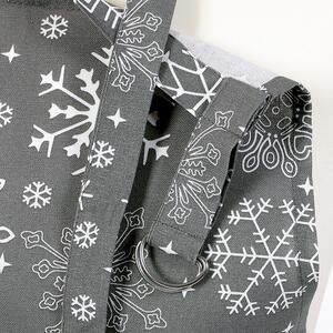 Vianočná kuchynská zástera KANAFAS - vzor snehové vločky na sivom