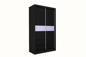 Skriňa s posuvnými dverami TANNA, čierna/biele sklo, 150x216x61