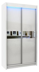 Skriňa s posuvnými dverami a zrkadlom TANNA, biela, 120x216x61