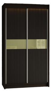 Skriňa s posuvnými dverami TANNA, wenge/sklo vanilka, 120x216x61