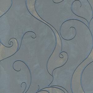Sivomodrá vliesová tapeta s ornamentálnym vzorom 45218, Feeling, Emiliana
