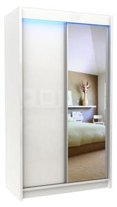 Skriňa s posuvnými dverami a zrkadlom PATTI, biela,120x216x61