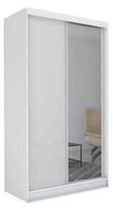 Skriňa s posuvnými dverami a zrkadlom PATTI, biela, 150x216x61