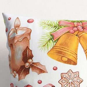 Goldea vianočná bavlnená obliečka na vankúš - vzor vianočné ozdoby na bielom 40 x 40 cm