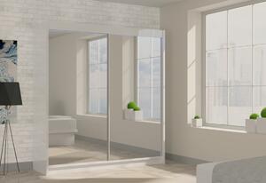 Skriňa s posuvnými dverami a zrkadlom DEBORA, 180x216x61, biela