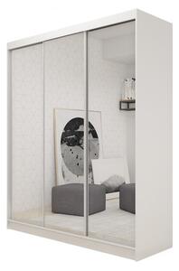 Skriňa s posuvnými dverami a zrkadlom DEBORA, 180x216x61, biela