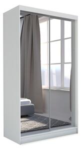 Skriňa s posuvnými dverami a zrkadlom DEBORA, 150x216x61, biela