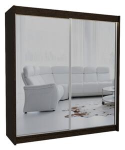 Skriňa s posuvnými dverami a zrkadlom DEBORA, 150x216x61, wenge