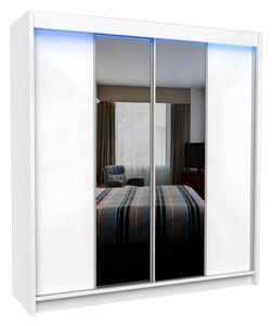 Skriňa s posuvnými devermi a zrkadlom LUZON, 200x216x61, biela