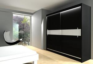 Skriňa s posuvnými dvermi NICOLETTA, 120x216x61, biela/čierna
