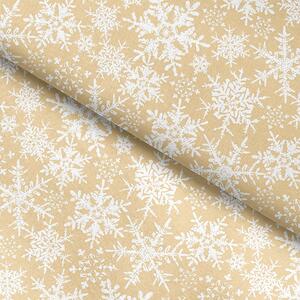 Goldea vianočná bavlnená látka - snehové vločky na zlatom 150 cm