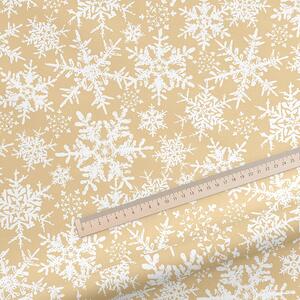 Goldea vianočná bavlnená látka - snehové vločky na zlatom 150 cm