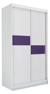 Skriňa s posuvnými dverami LIVIA, 150x216x61, biela/fialové sklo