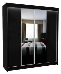 Skriňa s posuvnými devermi a zrkadlom TOMASO, 200x216x61, čierna