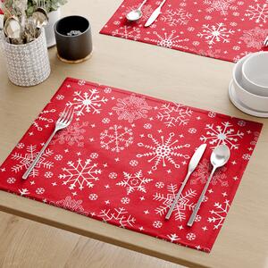 Goldea vianočné bavlnené prestieranie na stôl - vzor snehové vločky na červenom - sada 2ks 30 x 45 cm