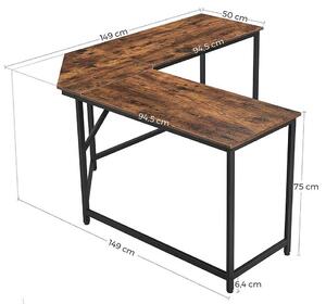 Počítačový stôl 149 × 149 × 75 cm VASAGLE