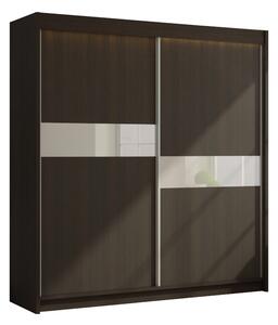 Skriňa s posuvnými dverami ADRIANA, 200x216x61, wenge/biele sklo
