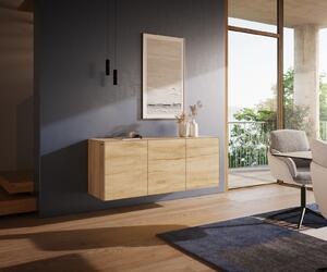 DELIFE Komoda Cuor 150 cm keramika Laminam® sabbia v dubovej farbe 3 dvierka závesná
