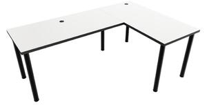 Počítačový rohový stôl N, 160/110x73-76x50, biela/čierne nohy, pravý