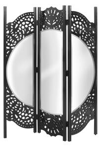 Čierna drevená zrkadlová zástena Orsini 138/4/185 cm