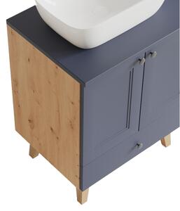 Kúpeľňová skrinka VENETO 60 S/1 s umývadlom, 60x60,9x44,9, sivá/dub artisan