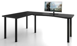 Počítačový rohový stôl L s LED, 200/135x73-76x65, čierna, pravý