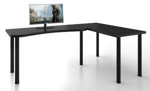Počítačový rohový stôl MOOD L, 200/135x73-76x65, čierna, pravý