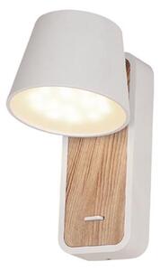 Zambelis H62 nástenné LED svietidlo biele/prírodné drevo, 7W, 3000K, 16,2cm
