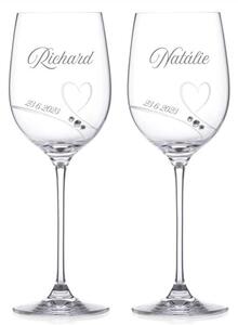 Svadobné poháre na víno Diamante Romance s kryštálmi Swarovski 2 ks