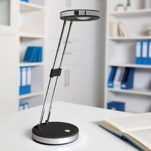 Stolná LED lampa MAULpuck, teleskopické rameno, čierna
