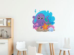 Nálepka na stenu pre deti Chobotnička na útese Rozmery: 100 x 100 cm