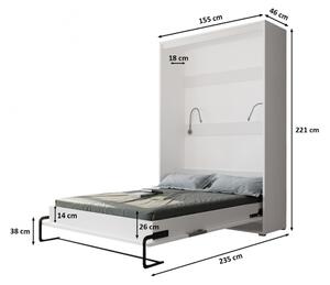 Praktická výklopná posteľ HAZEL 140 - biela / sivý lesk
