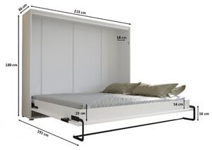 Horizontálna výklopná posteľ HAZEL 160 - biela / sivý lesk
