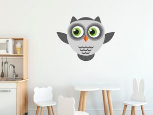 Nálepka na stenu pre deti Pekná sivá sovička Rozmery: 100 x 100 cm