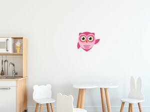 Nálepka na stenu pre deti Pekná ružová sovička Veľkosť: 10 x 10 cm