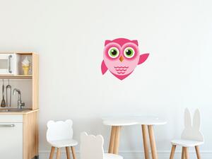 Nálepka na stenu pre deti Pekná ružová sovička Veľkosť: 10 x 10 cm