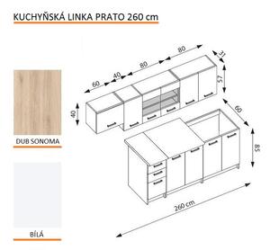Kuchynská linka Prato, 260cm, sonoma