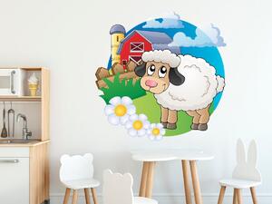 Nálepka na stenu pre deti Biela ovečka Veľkosť: 50 x 50 cm
