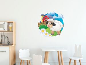 Nálepka na stenu pre deti Biela ovečka Veľkosť: 50 x 50 cm