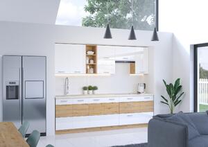 Moderná kuchyňa Artisan 280 cm - dub artisan / biely lesk