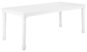 Jedálenský stôl biely z kaučukového dreva 180 x 90 cm obdĺžnikový vintage dizajn jedáleň