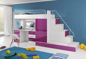 Detská poschodová posteľ DARCY V P1 COLOR, 80x200 cm, univerzálna orientácia, biela/šedý lesk
