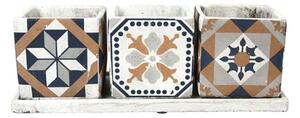 BETÓNOVÝ KVETINÁČ S MISKOU AZULEJOS SADA 3KS 12,5X36X13 CM VIACFAREBNÁ