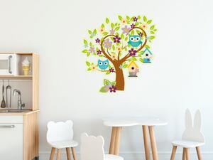 Nálepka na stenu pre deti Strom so sovičkami Veľkosť: 20 x 20 cm
