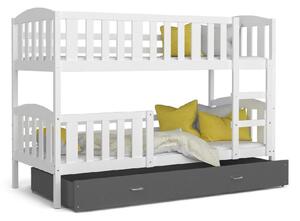 Detská posteľ KUBA 2 COLOR + matrac + rošt ZADARMO, biela/šedá, 184x80 cm