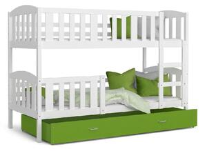 Detská posteľ KUBA 2 COLOR + matrac + rošt ZADARMO, biela/zelená, 184x80 cm