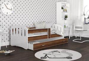 Detská posteľ ŠTÍSTKO P1 COLOR + matrac + rošt ZADARMO, 140x80 cm, biela/šedá