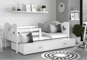 Detská posteľ FOX P2 COLOR + matrac + rošt ZADARMO, 190x80, biela/motýľ/biela