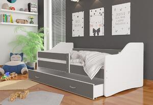Detská posteľ SWAN P1 COLOR + matrac + rošt ZADARMO, 160x80 cm, šedá/biela