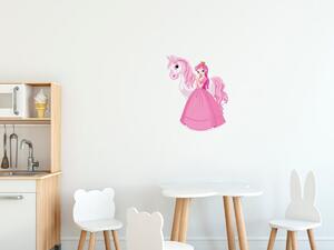 Nálepka na stenu pre deti Princezná s ružovým poníkom Rozmery: 100 x 100 cm